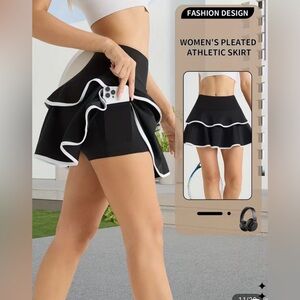 Womens Athletic Skirt with Built-In Shorts